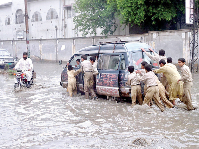 quetta city suffered traffic log jams as rainwater inundated the main arteries