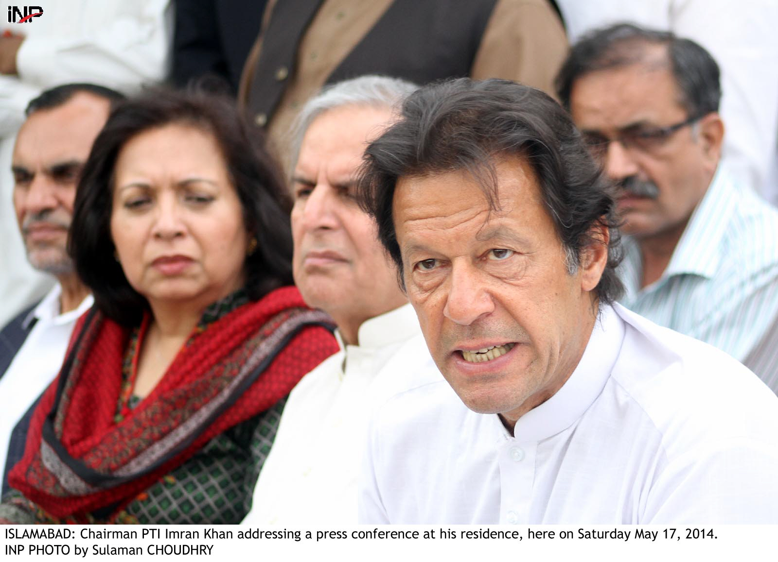 pakistan tehreek e insaf chairman imran khan addressing the press conference on saturday photo inp