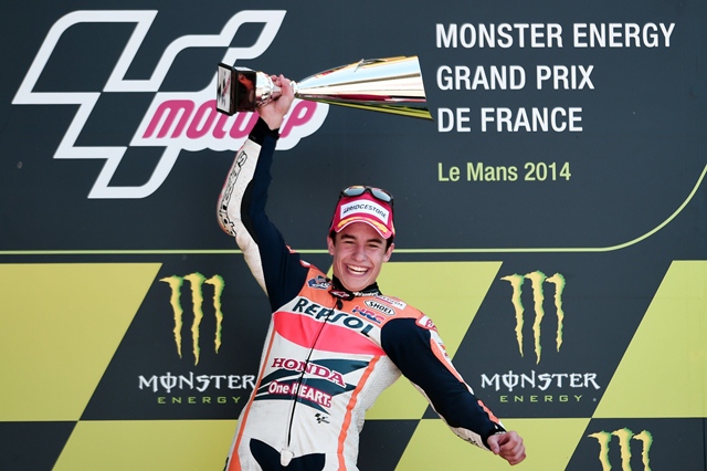 marquez became the first rider since italian great giacomo agostini in 1972 to win the first five races of the season as he eased to victory in the french motogp at le mans on sunday photo afp