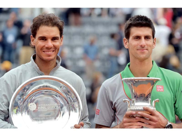 world number two djokovic won his 19th career title against clay court specialist nadal in rome on sunday photo afp world number two djokovic won his 19th career title against clay court specialist nadal in rome on sunday photo afp