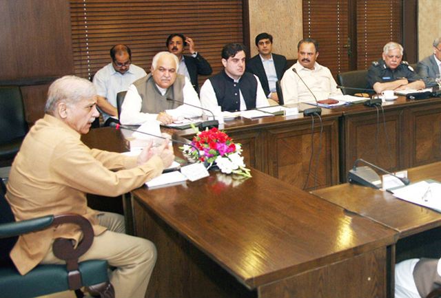 punjab chief minister shahbaz sharif presiding over a high level meeting regarding ramazan package on may 18 2014 photo nni