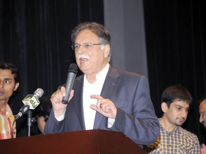 information minister pervaiz rashid speaks at the express education and career expo photo waseem nazir express