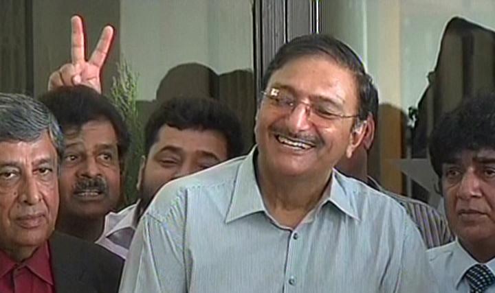 express news screen grab of zaka ashraf from the press conference