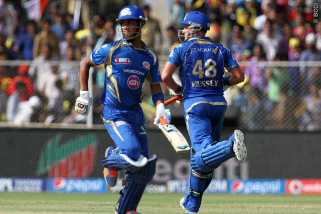 batting first the opening pair of mike hussey and lendl simmons took the attack to the opposition adding 120 runs in 14 3 overs photo bcci batting first the opening pair of mike hussey and lendl simmons took the attack to the opposition adding 120 runs in 14 3 overs photo bcci