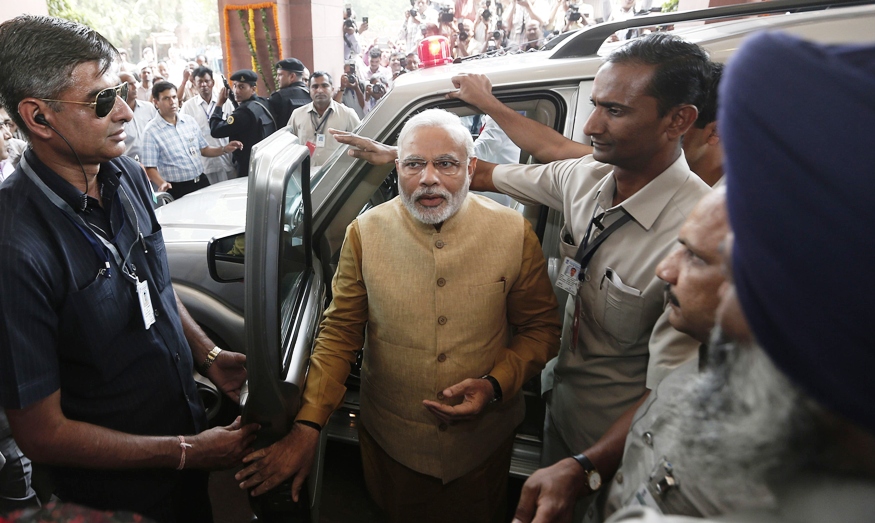 modi the prime ministerial candidate for india 039 s bharatiya janata party bjp arrives to attend the bjp parliamentary party meeting at parliament house in new delhi may 20 2014 photo afp