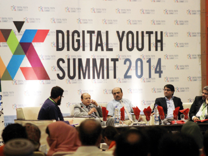 panelists at one of the sessions at the digital youth summit 2014 photo muhammad iqbal express