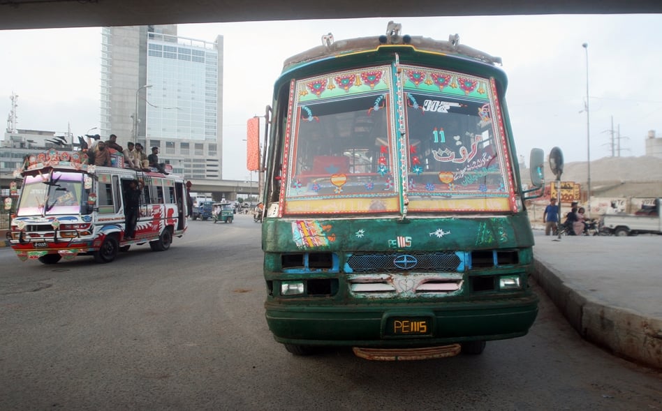 a marwat coach idles by the kpt interchange the 100 drivers for this route all synchronise their driving to a punishing schedule photo athar khan express