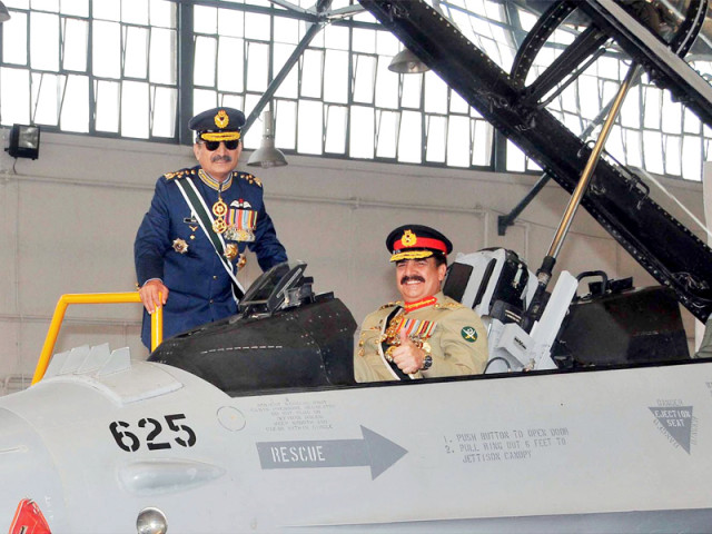 army chief gen raheel sharif inspects a newly arrived f 16 alongside air chief marshal tahir rafique butt photo inp army chief gen raheel sharif inspects a newly arrived f 16 alongside air chief marshal tahir rafique butt photo inp