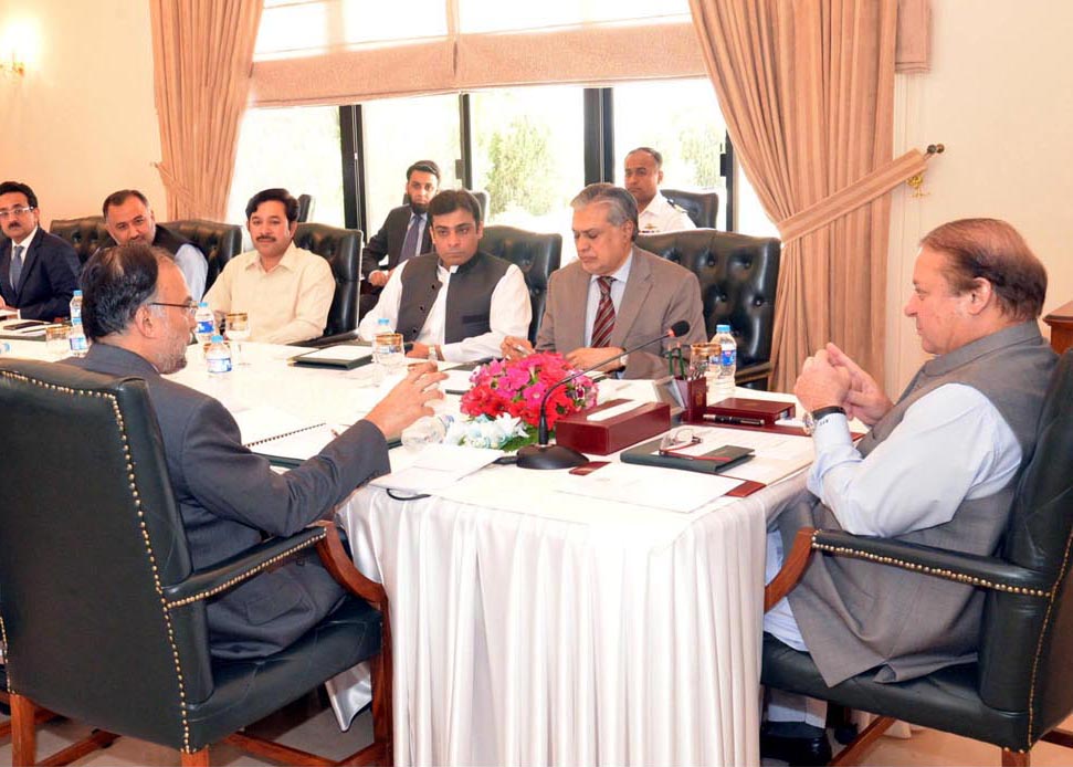 prime minister nawaz sharif chairing the meeting to finalise to finalise the allocation for financial year 2014 15 at pm house on friday may 23 2014 photo pid