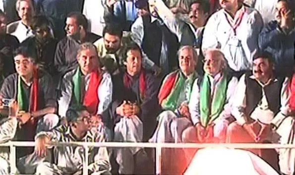 pti chairman imran khan sitting on the stage along pti leadership photo express screenshot pti chairman imran khan sitting on the stage along pti leadership photo express screenshot