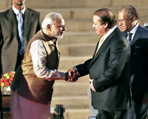 india 039 s prime minister narendra modi c is greeted by his pakistani counterpart nawaz sharif 3rd r after modi took the oath of office at the presidential palace in new delhi may 26 2014 photo reuters