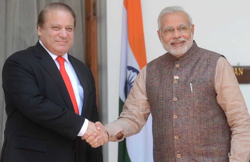 prime minister nawaz sharif l shaking hands with indian premier narendra modi r just before the start of the bilateral meeting photo afp