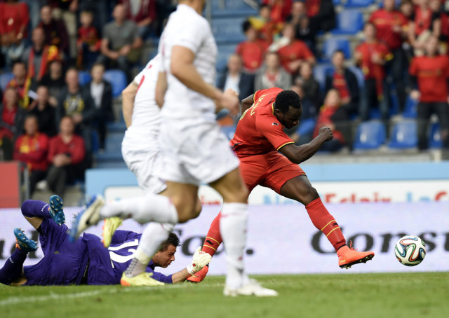 belgium 039 s forward romelu lukakus scores during the friendly football match between belgium and luxembourg at the fenix stadium on may 26 2014 in genk photo afp belgium 039 s forward romelu lukakus scores during the friendly football match between belgium and luxembourg at the fenix stadium on may 26 2014 in genk photo afp