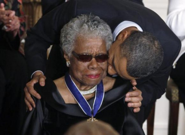 file phot of maya angelou receiving a medal of freedom from us president barack obama at the white house in washington february 15 2011 photo reuters file phot of maya angelou receiving a medal of freedom from us president barack obama at the white house in washington february 15 2011 photo reuters