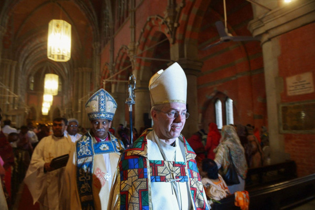 archbishop of canterbury justin welby r arrives to attend a special service during his visit to lahore on may 28 2014 photo afp archbishop of canterbury justin welby r arrives to attend a special service during his visit to lahore on may 28 2014 photo afp