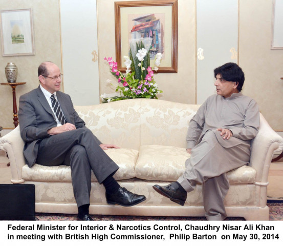 uk high commissioner philip barton called on the federal interior minister chaudhry nisar ali khan in islamabad on friday photo pid uk high commissioner philip barton called on the federal interior minister chaudhry nisar ali khan in islamabad on friday photo pid