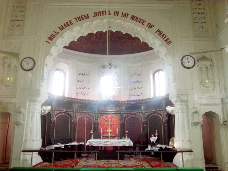 the altar of the all saints church where one clock has been stuck since the september 22 explosions photo express