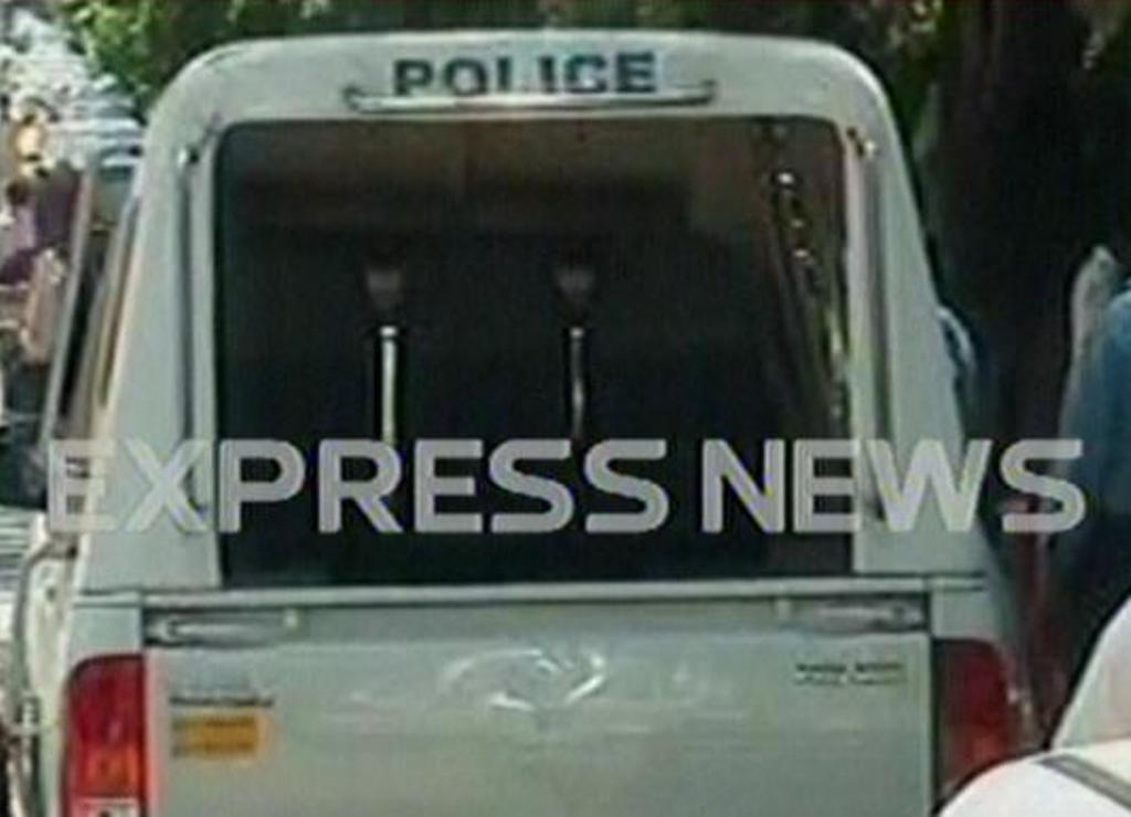 express news screengrab of the police van which was targeted in the attack