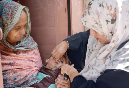 a health worker administers polio vaccine to a child in a karachi neighbourhood photo jalal qureshi express