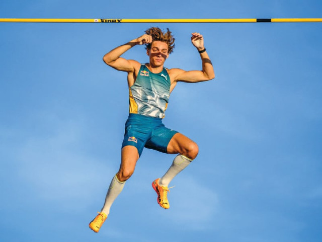 sweden s armand duplantis competes in the men s pole vault event in diamond league athletics meeting in lausanne on thursday photo afp sweden s armand duplantis competes in the men s pole vault event in diamond league athletics meeting in lausanne on thursday photo afp
