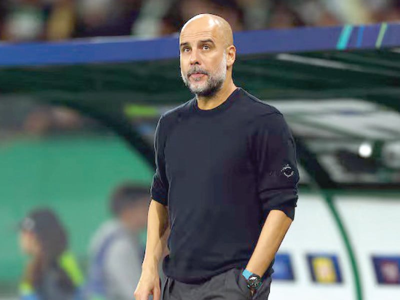 manchester city manager pep guardiola during the champions league match against sporting cp at lisbon photo reuters