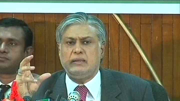 express news screengrab of finance minister ishaq dar