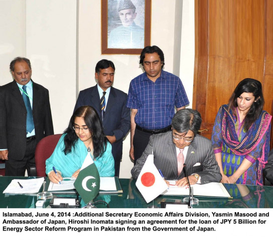 the agreement was signed between japan ambassador hiroshi inomata and economic affairs division additional secretary yasmin masood photo pid