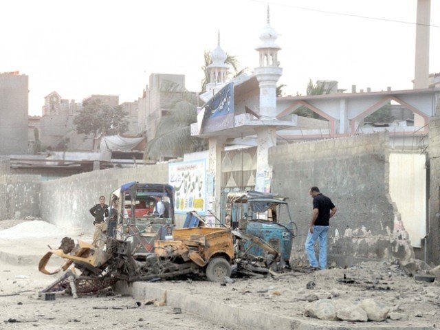 roadside blast in the pirabad area of orangi town karachi photo express mohammad noman