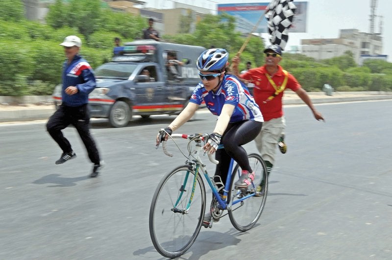 despite the difficulties in training the female cycling spirit is alive and kicking in pakistan photo athar khan express