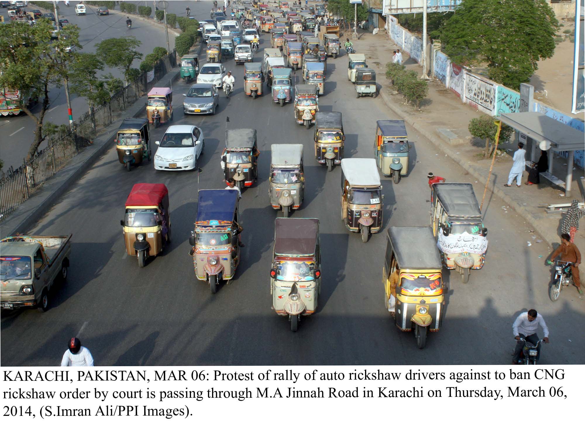 the rickshaw drivers protest against what they called unwarranted ticketing by the ltc inspectors photo ppi