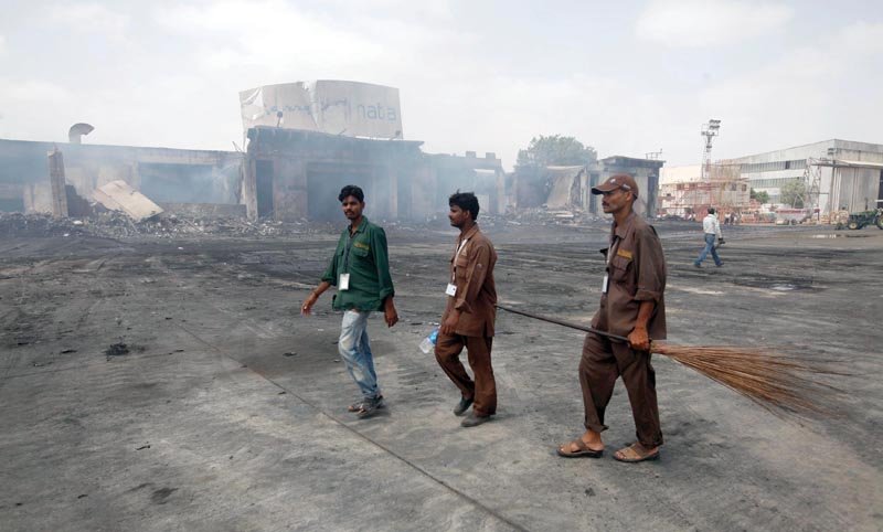 a view of the gerry s d nata office which houses the cold storage room where eight people were burnt alive in the attack at the karachi airport on sunday night efforts to rescue the seven employees of the company started a day later photo athar khan express