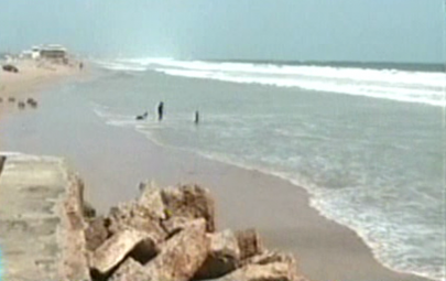 karachi coastline hit by torrents of water