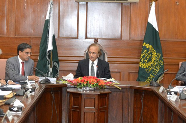 chief justice of pakistan tassadduq hussain jillani chairing the judicial commission of pakistan jcp meeting on thursday photo pid