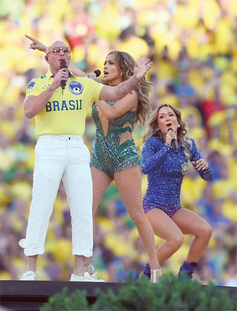 jlo and pitbull were joined by a brazilian pop star for their performance in the second half of the ceremony photo file