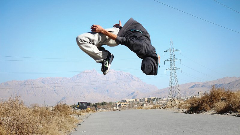 parkour an exercise in which participants must take the shortest possible route to a designated point toughens his body to face any resistance says ali photo maven apt