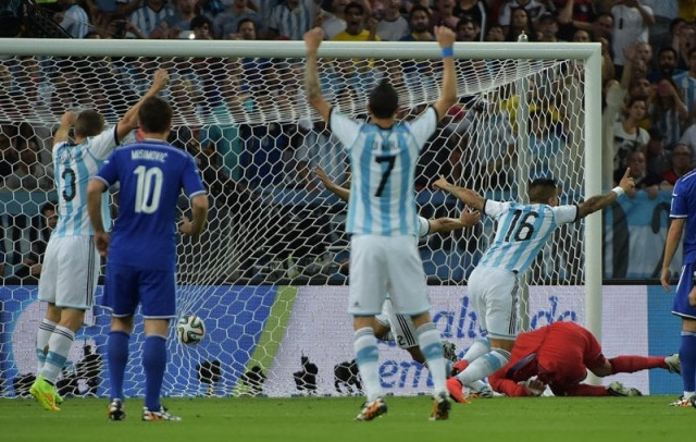 argentina 039 s players celebrate after bosnia hercegovina scored an own goal during the group f football match between argentina and bosnia hercegovina at the maracana stadium in rio de janeiro during the 2014 fifa world cup on june 15 2014 photo afp argentina 039 s players celebrate after bosnia hercegovina scored an own goal during the group f football match between argentina and bosnia hercegovina at the maracana stadium in rio de janeiro during the 2014 fifa world cup on june 15 2014 photo afp
