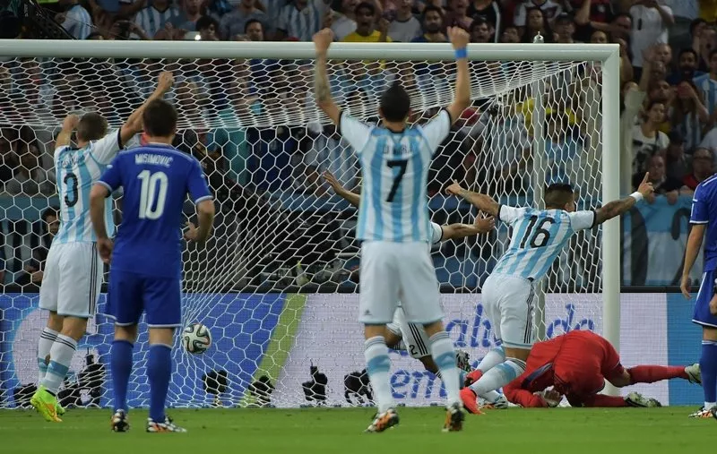 argentina 039 s players celebrate after bosnia hercegovina scored an own goal during the group f football match between argentina and bosnia hercegovina at the maracana stadium in rio de janeiro during the 2014 fifa world cup on june 15 2014 photo afp argentina 039 s players celebrate after bosnia hercegovina scored an own goal during the group f football match between argentina and bosnia hercegovina at the maracana stadium in rio de janeiro during the 2014 fifa world cup on june 15 2014 photo afp