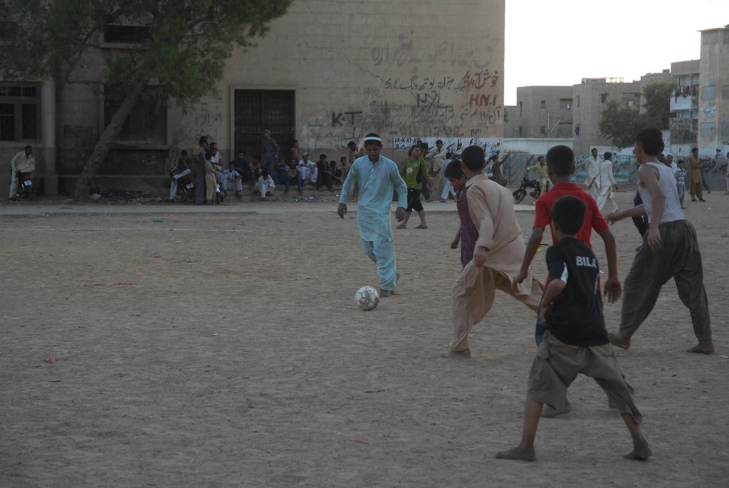 children playing football in karachi photo express irfan ali