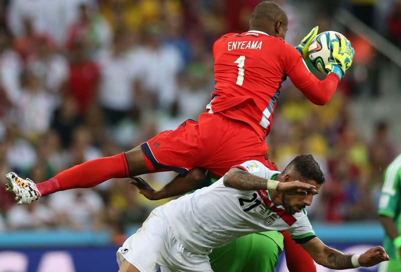 nigeria 039 s goalkeeper vincent enyeama defends a goal during the group f football match between iran and nigeria at the baixada arena in curitiba during the 2014 fifa world cup on june 16 2014 photo afp