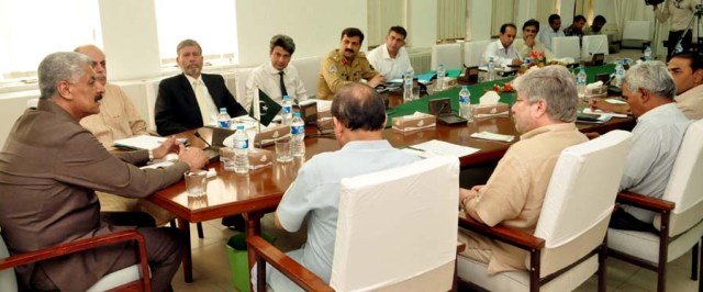 federal minister for safron general abdul qadir baloch chairing a high level meeting about idps in islamabad photo pid