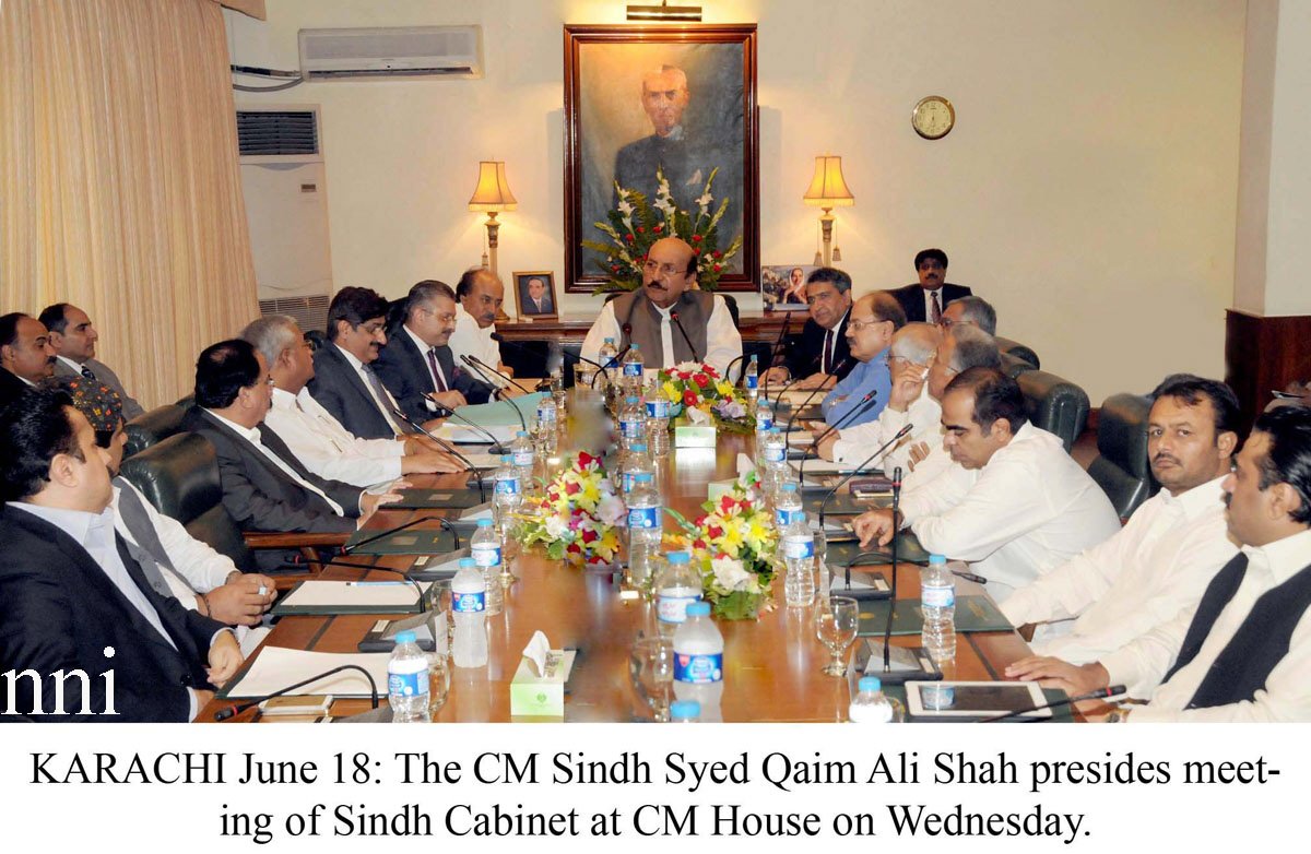 sindh chief minister qaim ali shah chairs a meeting of the sindh cabinet on wednesday photo nni