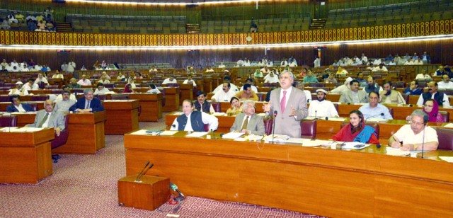 prime minister nawaz sharif and finance minister ishaq dar at the concluding budget session at national assembly photo pid