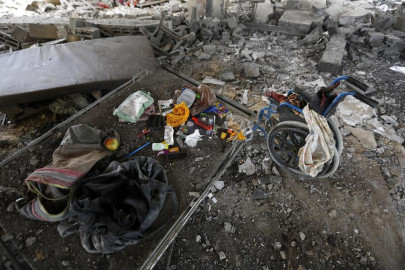 horror as gaza handicapped care facility bombed