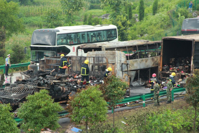 at least 38 killed in fiery china road accident xinhua