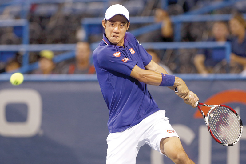 Nishikori stumbles but makes it to Washington quarters