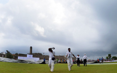 sangakkara jayawardene dig in against pakistan in rain hit test
