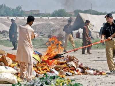 fake bonfire substandard products worth rs4 million set alight