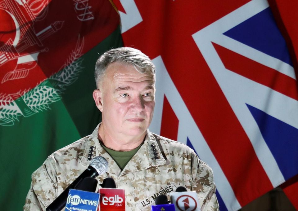 us marine corps general kenneth mckenzie commander of us central command speaks during a news conference in kabul afghanistan photo reuters