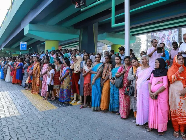 millions of women joined hands along a highway in kerala to form a women s wall on new year s day photo afp millions of women joined hands along a highway in kerala to form a women s wall on new year s day photo afp