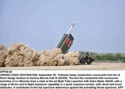 full spectrum deterrence pakistan test fires nasr missile